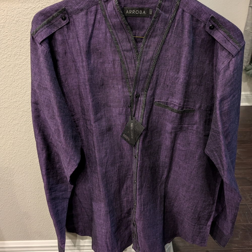 Arroba Purple Men's Dress 100% Linen